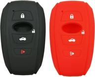 🔑 protective key fob cover for subaru forester, outback, xv crosstrek and more - 2pcs smart keyless entry shell - black/red logo