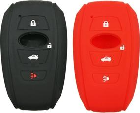 img 4 attached to 🔑 Protective Key Fob Cover for Subaru Forester, Outback, XV Crosstrek and More - 2Pcs Smart Keyless Entry Shell - Black/Red