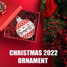img 2 attached to 2022 Red Flat Ball Christmas Ornament With Crystals - Keepsake Engraved Dated Decoration For Tree - Klikel 2022 Holiday Gift Idea