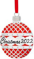 2022 red flat ball christmas ornament with crystals - памятное выгравированное датированное украшение для дерева - klikel 2022 holiday gift idea логотип