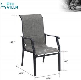 img 3 attached to Set Of 2 PHI VILLA Outdoor High Back Dining Chairs With Textilene Fabric Padding And Steel Frame, Perfect For Patio, Porch, Deck, And Yard Use