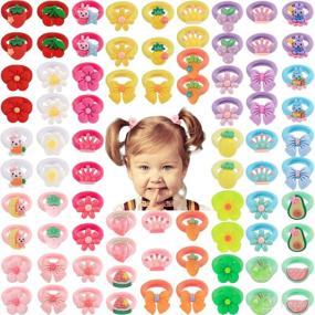 img 4 attached to 🎀 WANYU LIFE 80 pcs Toddler Hair Bands: Ouchless Hair Ties with Sweet Bow Design - Mini Elastic Rubber Bands for Infants, 1 Inch, 40 Pairs in Assorted Colors (Pink, Blue, Purple, Green, Yellow, White)