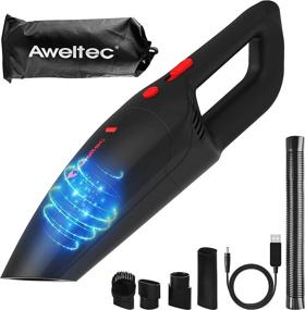 img 4 attached to AWELTEC Car Vacuum Cleaner - Powerful Cordless Vacuum with Rechargeable Battery & Washable Filter - Portable Cleaning Solution with Carry Bag