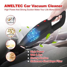 img 1 attached to AWELTEC Car Vacuum Cleaner - Powerful Cordless Vacuum with Rechargeable Battery & Washable Filter - Portable Cleaning Solution with Carry Bag