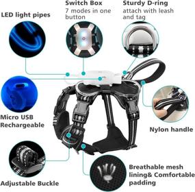 img 2 attached to WINSEE Reflective LED Dog Harness For Night Walking, USB Rechargeable No-Pull Dog Vest Adjustable 7-Mode Light Up Dog Harness For Small, Medium, Large, And Extra-Large Dogs (Large)