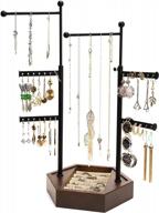 ореховый стенд с регулируемой высотой для ювелирных изделий: хранит и показывает ожерелья, серьги, кольца, браслеты на 6 ярусах. логотип