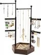 walnut 6 tier adjustable height jewelry organizer stand - necklace holder display & storage for earrings, rings, bracelets logo