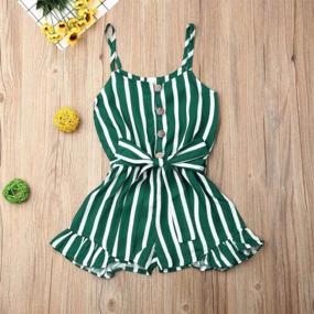img 3 attached to Summer-Ready: Adorable Stripe Halter Romper For Toddler Girls