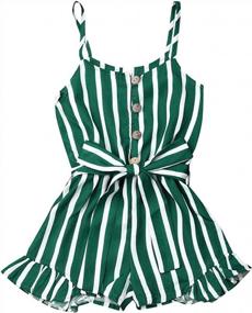 img 4 attached to Summer-Ready: Adorable Stripe Halter Romper For Toddler Girls