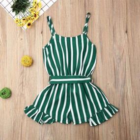 img 2 attached to Summer-Ready: Adorable Stripe Halter Romper For Toddler Girls