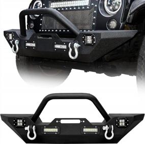 img 4 attached to Upgrade Your Jeep Wrangler JK With LEDKINGDOMUS Front Bumper - Rock Crawler Style With Durable Winch Plate And Powerful LED Lights