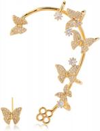 золотые серьги-манжеты с фианитами для женщин без пирсинга - регулируемая клипса для ушей для девочек от vercret логотип