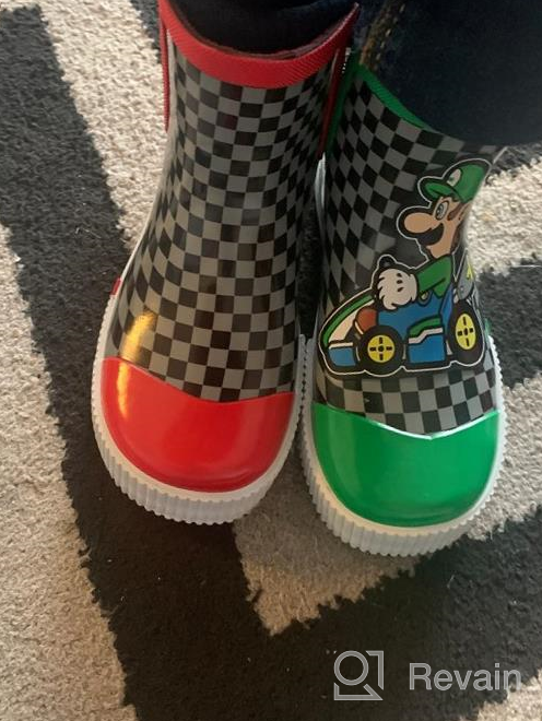 img 1 attached to 🍄 Nintendo Super Mario Rain Boots - Kids sizes 9 to 2, Slip-on Mid-Height Design review by Matthew Sutton