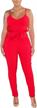 versatile women's spaghetti strap jumpsuits with adjustable fit, comfortable bodycon design, sleeveless and convenient pockets for casual elegance logo