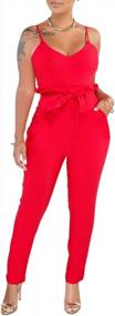 img 3 attached to Versatile Women'S Spaghetti Strap Jumpsuits With Adjustable Fit, Comfortable Bodycon Design, Sleeveless And Convenient Pockets For Casual Elegance