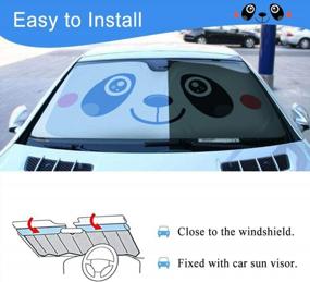 img 2 attached to HOMEYA Car Windshield Sunshade, Cartoon Panda Auto Sun Shade Foldable Sun Visor Protector UV Ray Reflector Shield To Keep Vehicle Cool & Damage Free Protect Kids Baby & Pets (59 X33.5 Inch)