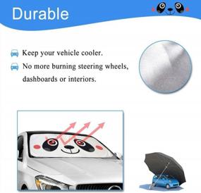 img 3 attached to HOMEYA Car Windshield Sunshade, Cartoon Panda Auto Sun Shade Foldable Sun Visor Protector UV Ray Reflector Shield To Keep Vehicle Cool & Damage Free Protect Kids Baby & Pets (59 X33.5 Inch)