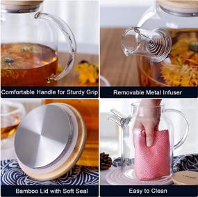 img 1 attached to 🫖 CnGlass 50.7oz Glass Teapot - Stovetop Safe - Clear Pitcher with Removable Filter Spout for Loose Leaf and Blooming Teabag