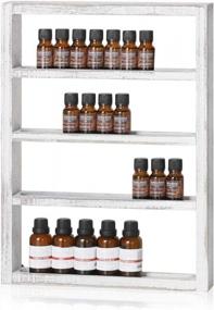 img 4 attached to Rustic Grey White Wall Mounted Essential Oil Display Shelf Rack For Essential Oils And Nail Polish - LIANTRAL Essential Oil Storage Solution