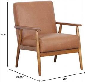 img 1 attached to Modern Cognac Brown Faux Leather Accent Chair With Wooden Frame By Pulaski, 25.38" X 28.0" X 30.5