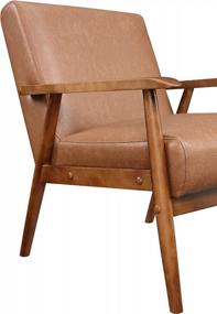 img 2 attached to Modern Cognac Brown Faux Leather Accent Chair With Wooden Frame By Pulaski, 25.38" X 28.0" X 30.5