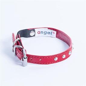 img 2 attached to 🐱 Red Genuine Leather Cat Collar with Angel Charm - Elastic Break-Away, 10" X 1/2", Stretch Release