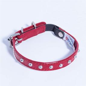 img 4 attached to 🐱 Red Genuine Leather Cat Collar with Angel Charm - Elastic Break-Away, 10" X 1/2", Stretch Release