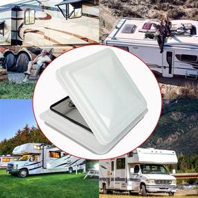 img 1 attached to 🏕️ Universal White Lid RV Roof Vent for Camper Trailer with 12V Vent Fan - 14" Diameter, 6" Blades, and Inner Garnish Ring