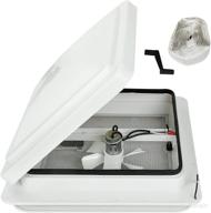 🏕️ universal white lid rv roof vent for camper trailer with 12v vent fan - 14" diameter, 6" blades, and inner garnish ring logo