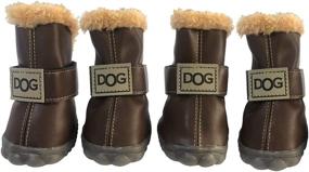 img 3 attached to WINSOON Dog Australia Boots Pet Antiskid Shoes Winter Warm Skidproof Sneakers Paw Protectors 4-Piece Set (Size 2, Dark Brown): Superior Winter Footwear for Dogs