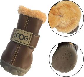 img 1 attached to WINSOON Dog Australia Boots Pet Antiskid Shoes Winter Warm Skidproof Sneakers Paw Protectors 4-Piece Set (Size 2, Dark Brown): Superior Winter Footwear for Dogs