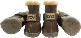 img 4 attached to WINSOON Dog Australia Boots Pet Antiskid Shoes Winter Warm Skidproof Sneakers Paw Protectors 4-Piece Set (Size 2, Dark Brown): Superior Winter Footwear for Dogs