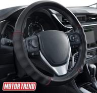 🚗 enhance your driving experience with the motor trend softtouch faux leather steering wheel cover logo