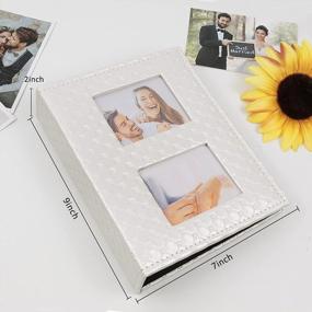 img 2 attached to RECUTMS Button Grain Leather Photo Album - Holds 200 4X6 Photos, Black Inner Pages, Ideal For Weddings, Birthdays, And Christmas Gifts (White)