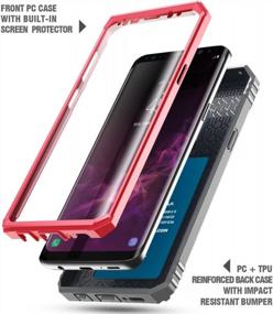 img 2 attached to Поэтическая революция Прочный чехол для Samsung Galaxy S9 с защитой на 360 градусов и встроенной защитной пленкой для экрана - розовый / серый