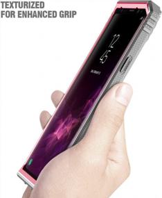 img 1 attached to Поэтическая революция Прочный чехол для Samsung Galaxy S9 с защитой на 360 градусов и встроенной защитной пленкой для экрана - розовый / серый