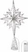 valery madelyn 14.6 inch pre-lit silver white christmas tree topper with 10 led lights - battery operated (not included) logo