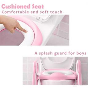 img 1 attached to 🚽 Pink and White Potty Training Toilet Seat with Step Stool Ladder for Boys and Girls, Baby Toddler Kid Children Toilet Training Seat Chair with Handles, Padded Seat and Non-Slip Wide Step
