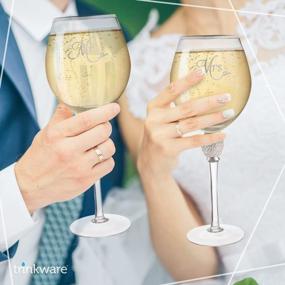 img 3 attached to Trinkware Wedding Wine Glass - Mr And Mrs Wine Glass With Silver Rim - Wedding Gift For Couple - Rhinestone Diamond Studded Bride And Groom Glass - Wedding Gift For Bride - Mr And Mrs Gift Set Of 2