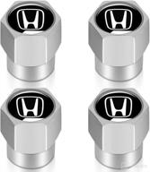 🔩 4 piece silver valve stem cap set for honda civic, accord, insight, clarity, cr-v, hr-v, & pilot series - tire valve stem cover accessory логотип