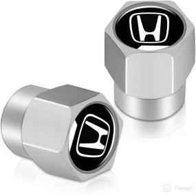 img 1 attached to 🔩 4 Piece Silver Valve Stem Cap Set for Honda Civic, Accord, Insight, Clarity, CR-V, HR-V, & Pilot Series - Tire Valve Stem Cover Accessory