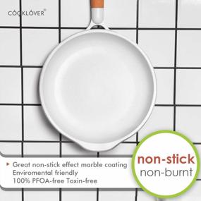 img 1 attached to Nonstick Frying Pan 100% PFOA Free Cookware Induction Skillet Stir Fry Pan 9.5 Inch - White