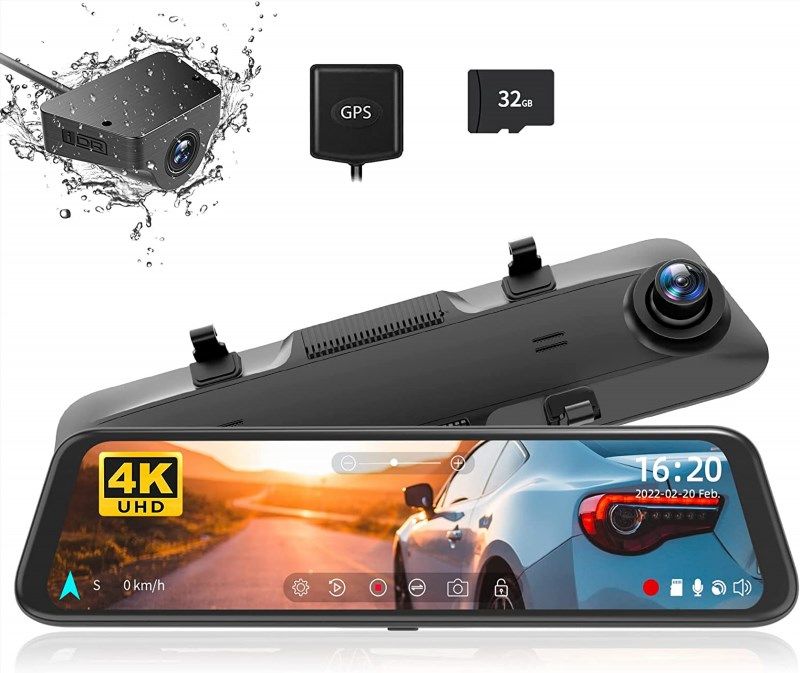 i05 | WOLFBOX Dash Cam Front and Rear, 4K Dash Cam with GPS WiFi UHD  2160P/1600P + 1080P