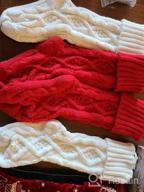 img 1 attached to Set Of 3 Large Cable Knit Christmas Stockings With Name Tags - Classic Burgundy Red, Ivory White, And Green Chunky Hand Stockings - 18 Inches review by Thomas Henry