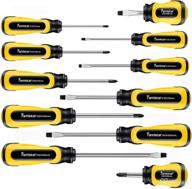 famistar 11-pcs magnetic screwdriver set: precision machined 6 phillips + 5 flat combo for effective vehicle, kitchen appliance, and washer repairing логотип