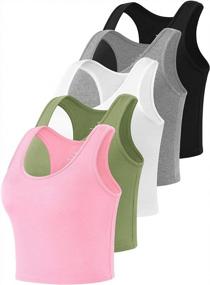 img 4 attached to Set Of 5 Femdouce Sleeveless Crop Tank Tops For Women - Racerback Sport & Workout Basics - Cotton Exercise Running Shirts