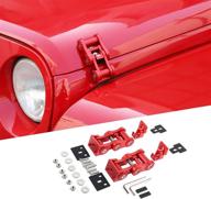 🔒 rt-tcz stainless steel hood latches kit for jeep wrangler jk jku 2007-2018 unlimited - premium lock catch latches with red accent logo
