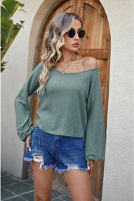 img 2 attached to ZAFUL Ribbed Cropped Top With Lantern Sleeves And Drop Shoulders For Women - Chic Knit Blouse