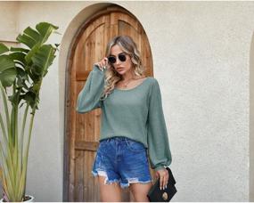 img 3 attached to ZAFUL Ribbed Cropped Top With Lantern Sleeves And Drop Shoulders For Women - Chic Knit Blouse