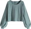 zaful ribbed cropped top with lantern sleeves and drop shoulders for women - chic knit blouse logo